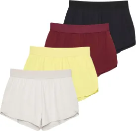 4 Pack: Women's 3" Dry-Fit Dolphin Running Shorts with Pockets - Athletic Gym Workout Basketball Sports Shorts