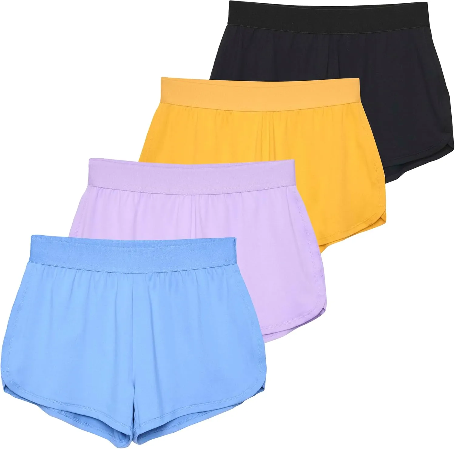 4 Pack: Women's 3" Dry-Fit Dolphin Running Shorts with Pockets - Athletic Gym Workout Basketball Sports Shorts