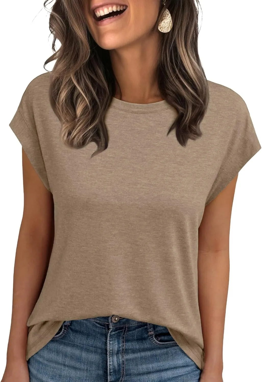 AUTOMET Womens Cap Sleeve Summer Tops Business Casual T Shirts Dressy Spring Fashion Outfits Cute Trendy Clothes 2025