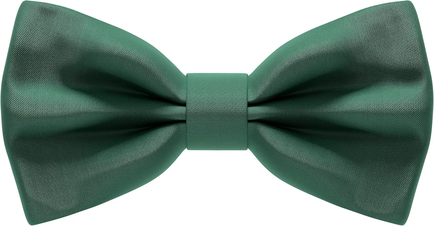 Bow Tie House Satin Classic Pre-Tied Bow Tie Formal Solid Tuxedo for Adults & Children