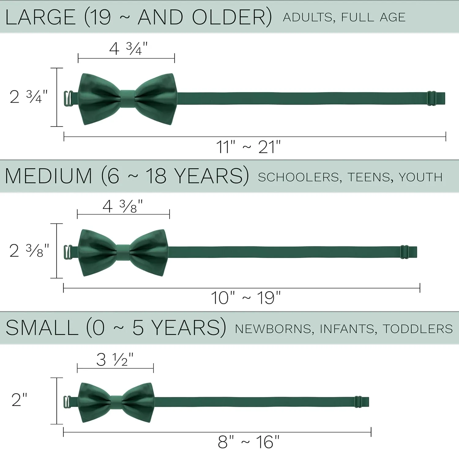 Bow Tie House Satin Classic Pre-Tied Bow Tie Formal Solid Tuxedo for Adults & Children
