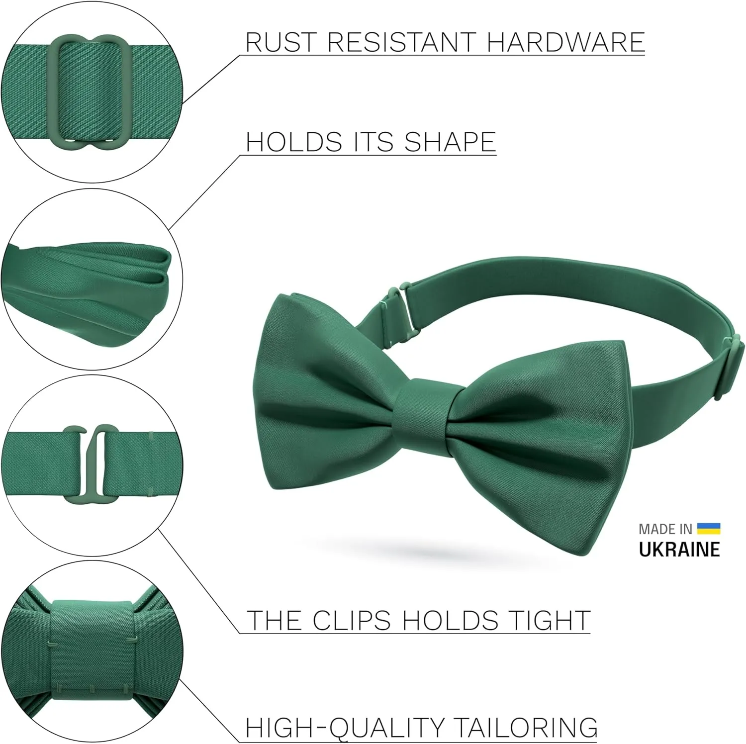 Bow Tie House Satin Classic Pre-Tied Bow Tie Formal Solid Tuxedo for Adults & Children