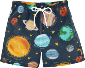 Boys Swim Trunks with Boxer Brief Liner, Ice Cream Cone Boys Swimwear Quick Dry Bathing Suit Toddler Swim Trunks
