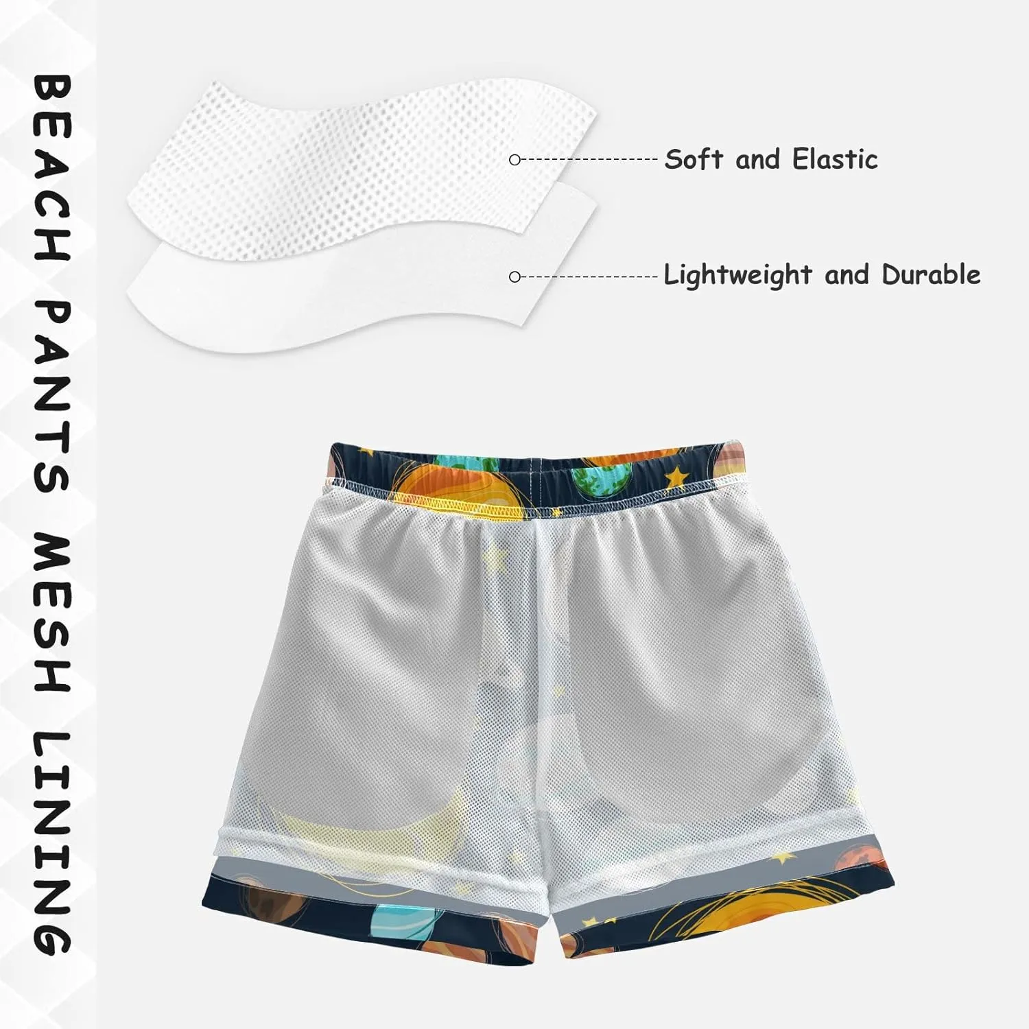 Boys Swim Trunks with Boxer Brief Liner, Ice Cream Cone Boys Swimwear Quick Dry Bathing Suit Toddler Swim Trunks