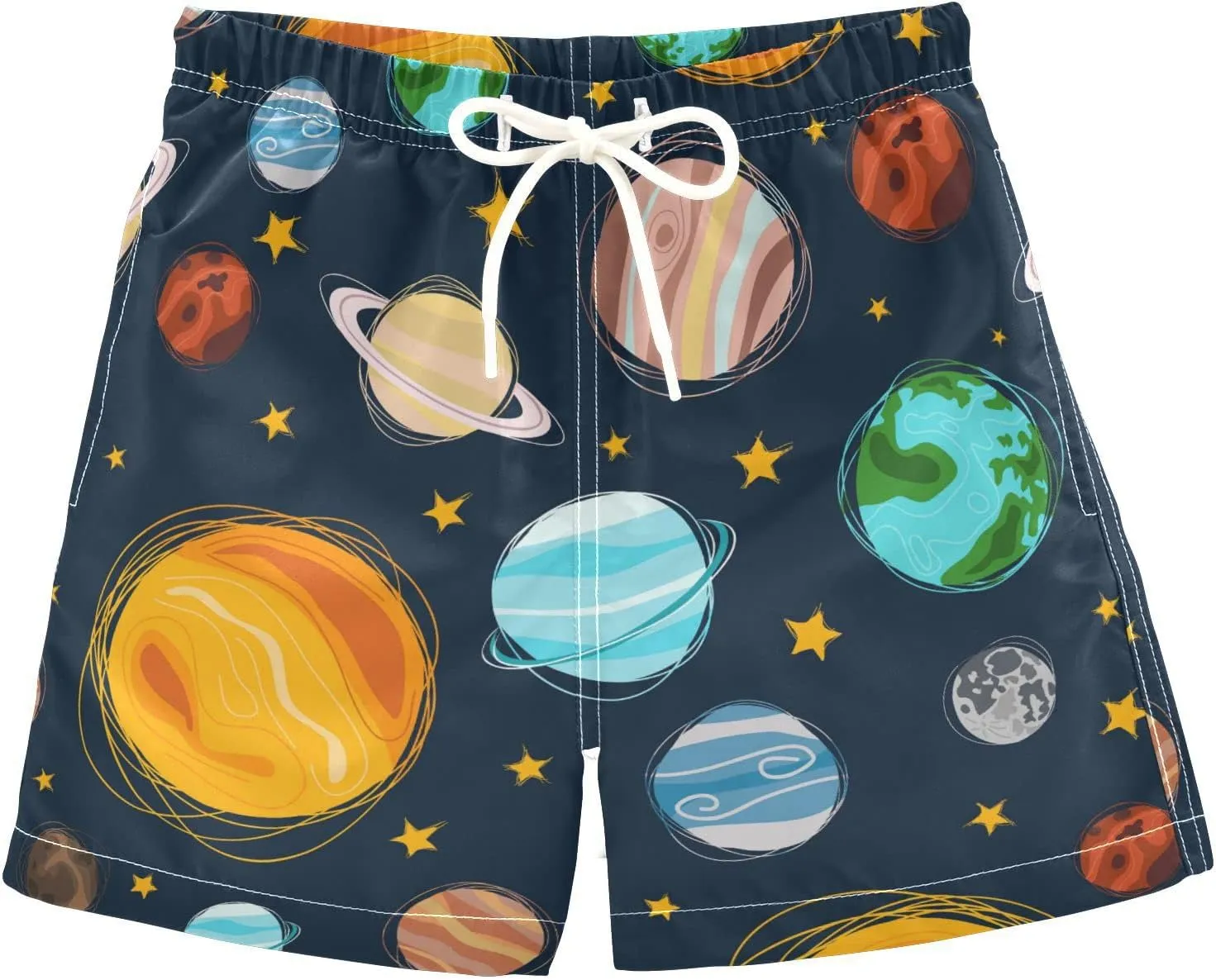 Boys Swim Trunks with Boxer Brief Liner, Ice Cream Cone Boys Swimwear Quick Dry Bathing Suit Toddler Swim Trunks