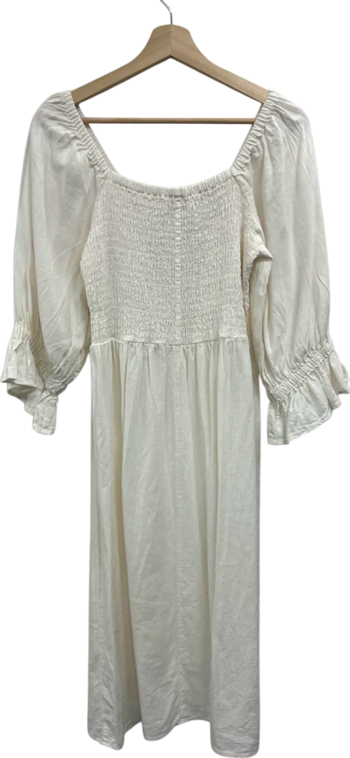 By Very White Smocked Midi Dress UK 14