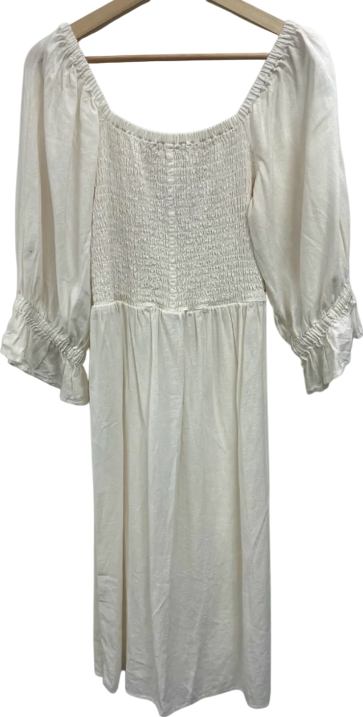 By Very White Smocked Midi Dress UK 14