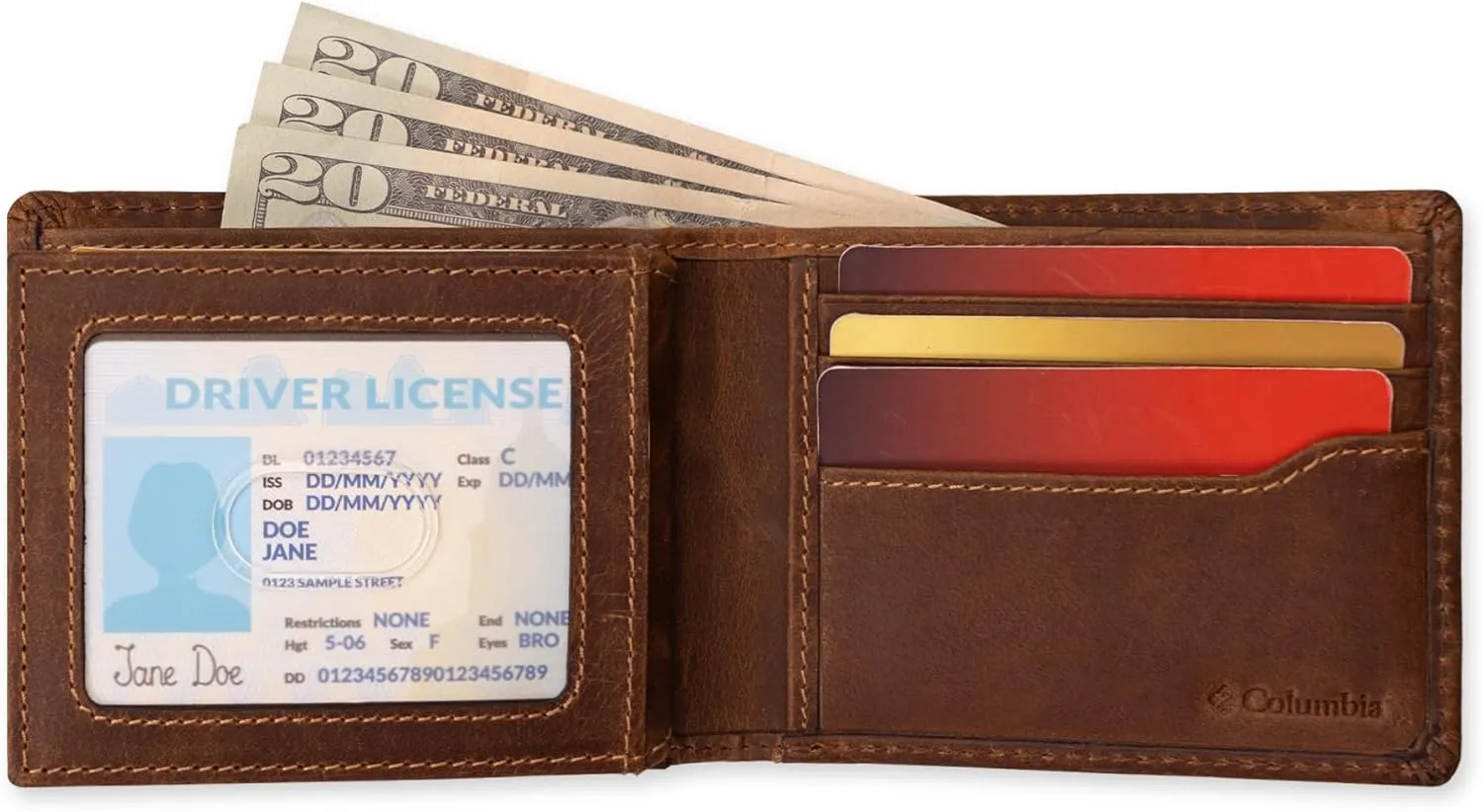 Columbia Men's Everyday Bifold Wallet-Multiple Card Slots, Id Window