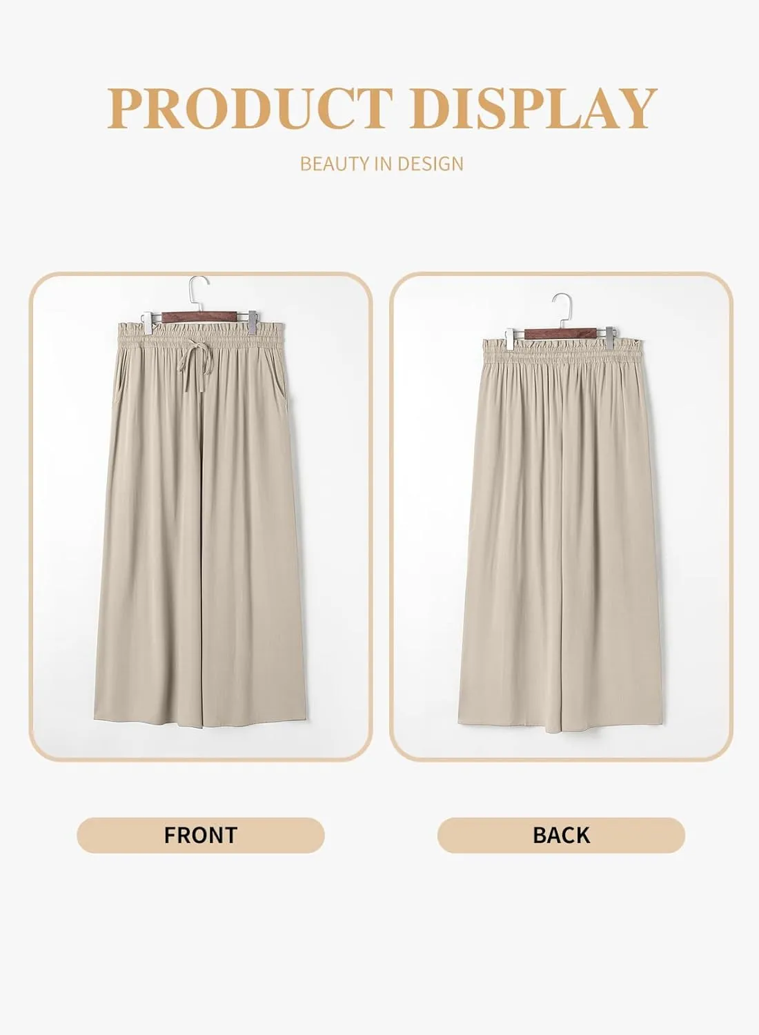 Eytino Womens Plus Size Wide Leg Pants Casual Elastic High Waist Flowy Pants Drawstring Palazzo Pants with Pockets(1X-5X)