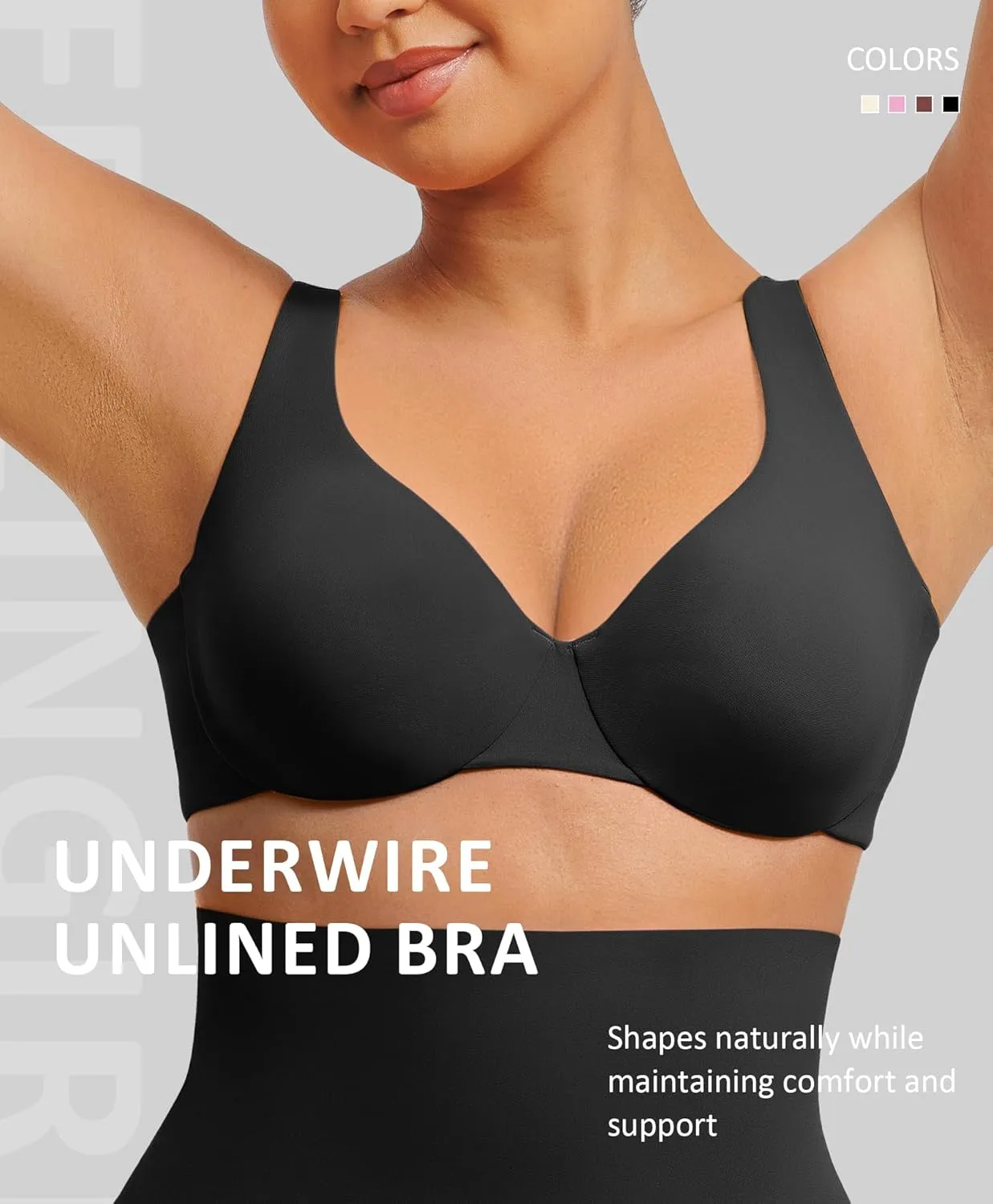FeelinGirl Bras for Women Unlined No Padding Comfort Underwire Plus Size Full Coverage Seamless Plunge Everyday Bras