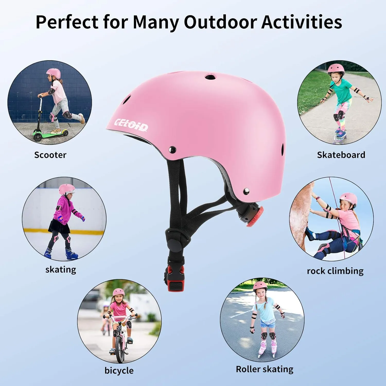 Kids Bike Helmet,Toddler Skateboard Helmets for Ages 2-3-5-8-14 Years Boys GirlsAdjustable Multi-Sport Bicycle Skateboarding Football Roller Skating Scooter Rollerblade Balance Bike Helmet