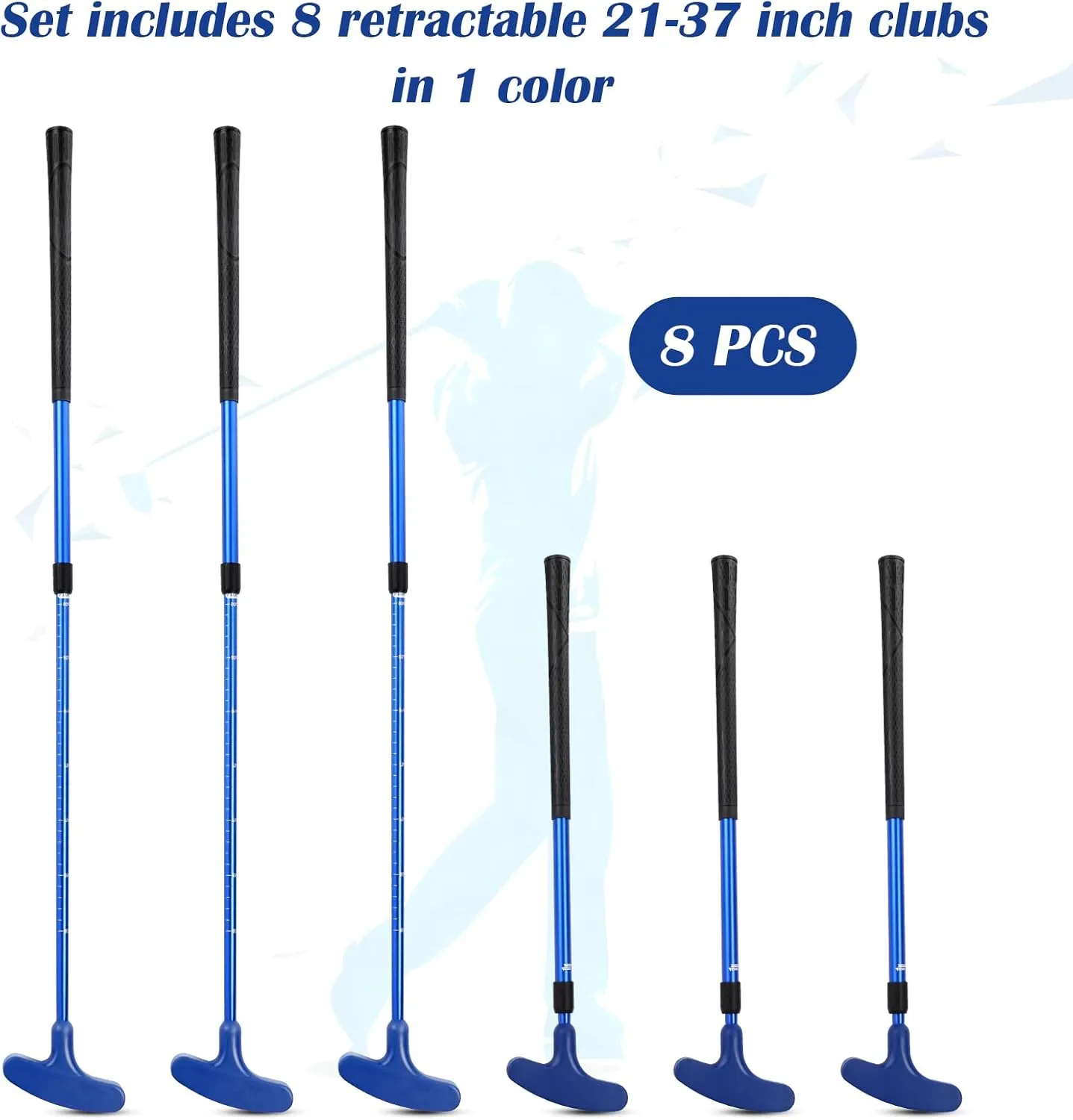 Leyndo 8 Pack Golf putters for Men and Women Two Way Mini Golf Putter Adjustable Length Right or Left Handed Golfers Kids Clubs Set for Teenagers Junior Adult
