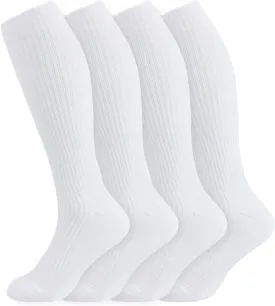  MD Cotton Compression Socks for Women and Men 4/6 Pairs 8-15/15-20 mmHg Knee High Socks for Sports Travel Nurse Edema