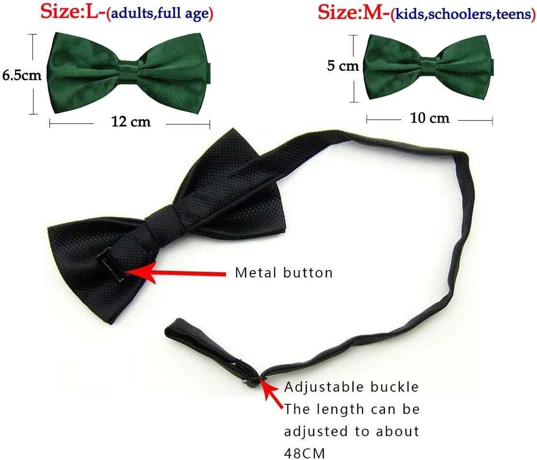 Men's Pre-Tied Satin Formal Tuxedo Bowtie Adjustable Length Satin Bow Tie