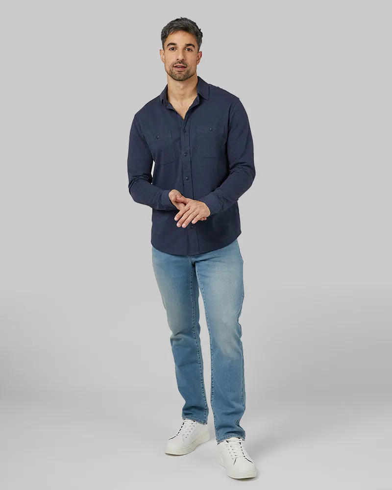 MEN'S SOFT WASH KNIT LONG SLEEVE BUTTON-UP