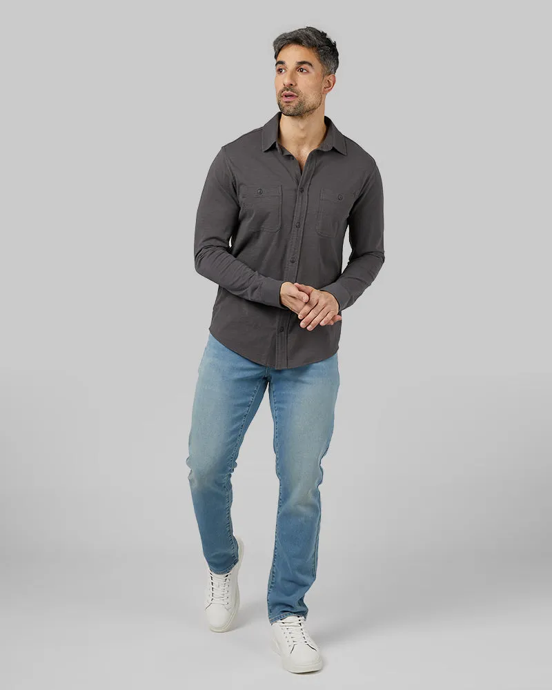 MEN'S SOFT WASH KNIT LONG SLEEVE BUTTON-UP