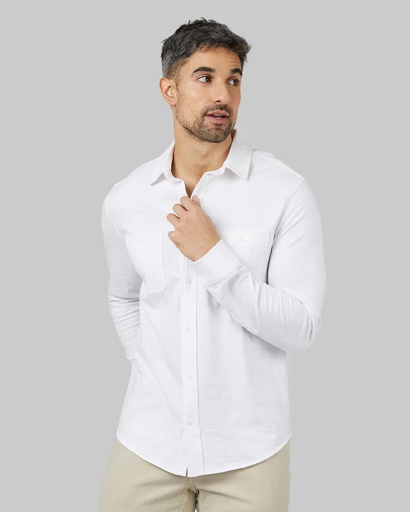 MEN'S SOFT WASH KNIT LONG SLEEVE BUTTON-UP
