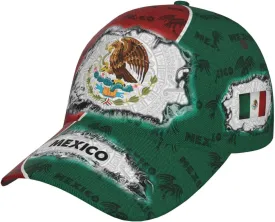 Mexican Eagle Baseball Cap Unisex Mexican Flag Hat Patriotic Baseball Cap Novelty Mexico Hat for Men and Women