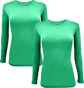 Natural Uniforms Women's Under Scrub Tee Crew Neck Long Sleeve T-Shirt Pack of 2 - Multi Pack of 2