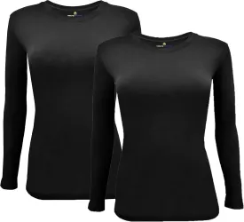 Natural Uniforms Women's Under Scrub Tee Crew Neck Long Sleeve T-Shirt Pack of 2 - Multi Pack of 2