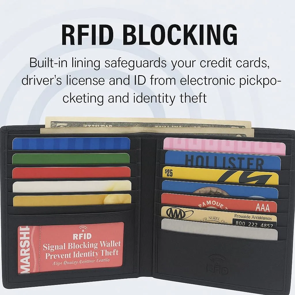 New Premium Lambskin Leather Bifold Hipster Credit Card Wallet (Black)