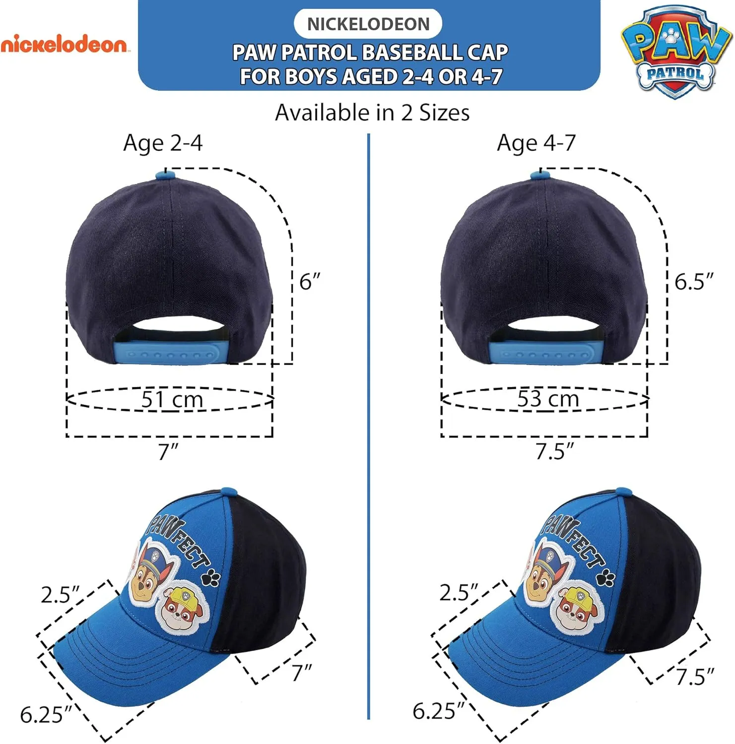 Nickelodeon Baseball Cap, Paw Patrol Marshall Adjustable Toddler 2-4 Or Boy Hats for Kids Ages 4-7