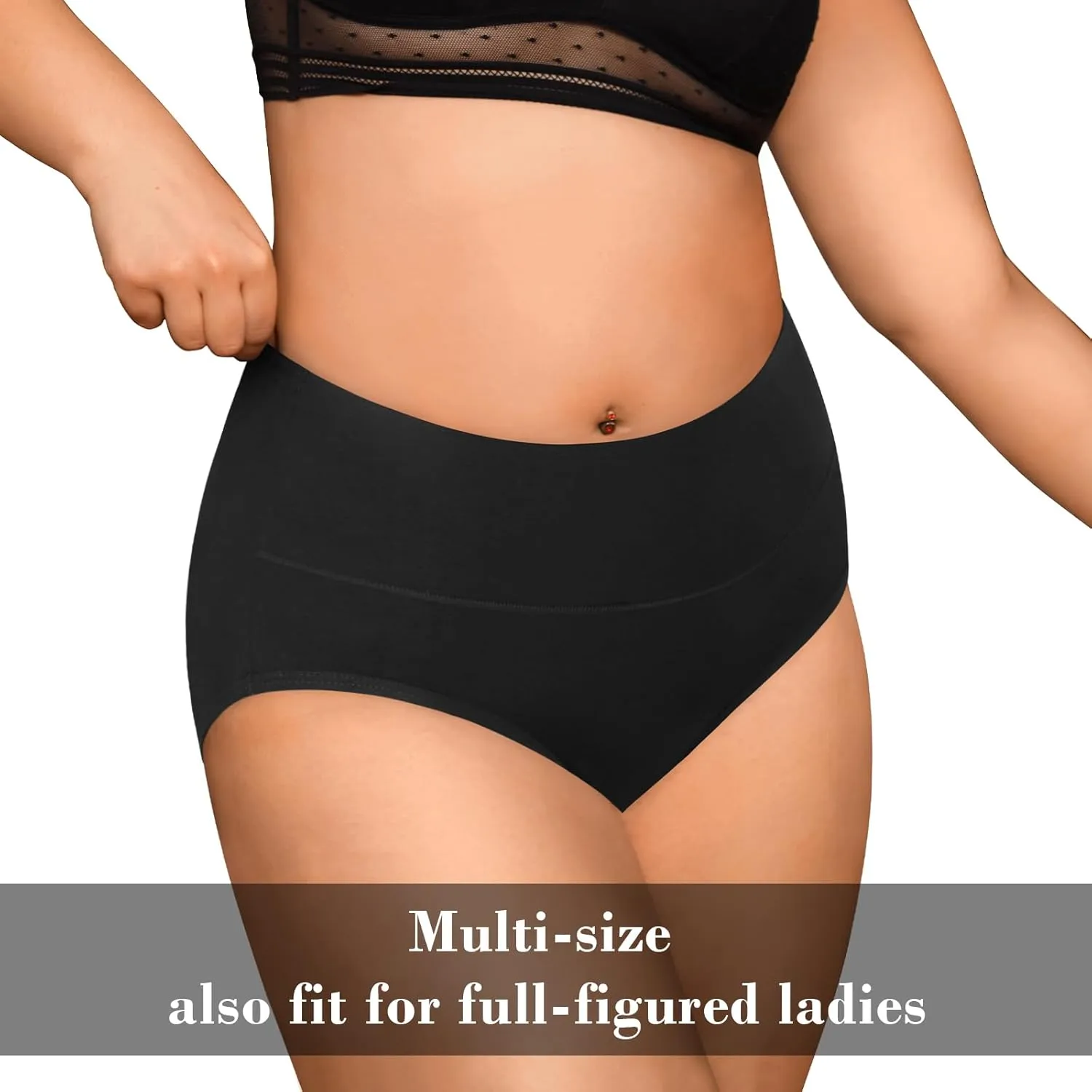 OLIKEME High Waisted Underwear for Women Cotton Slight Tummy Control Panties Postpartum Soft Full Coverage Briefs 5 Pack