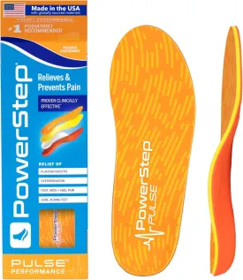 PowerStep Insoles, Pulse Performance, Running Shoe Pain Relief Insert, Athletic Arch Support Orthotic for Women and Men - Made in The USA (M 7-7.5, F 9-9.5)