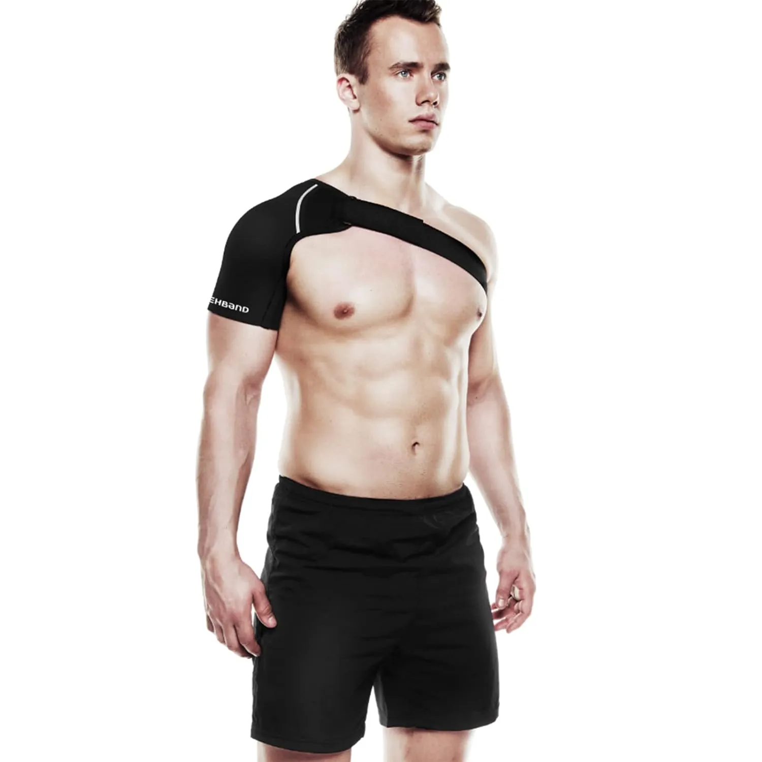 Rehband Shoulder Brace for Men & Women, Adjustable Neoprene Shoulder Support for Sports & Everyday Use, Shoulder Bandage for Left & Right, Colour:Black, Size:Small, Side:Right