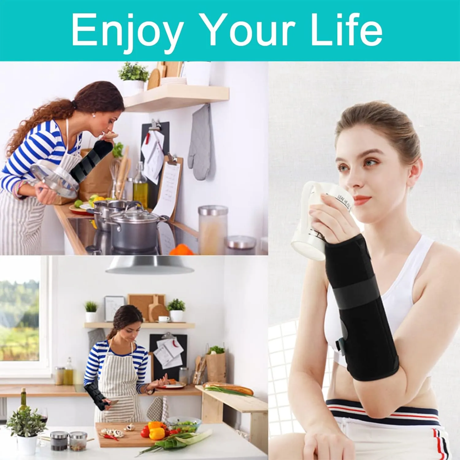 TANDCF Unisex Forearm and Wrist Support Splint Brace Double Fixation Wrist Brace for Carpal Tunnel,Adjustable Night Time Forearm Immobilizer Brace Splints,9.8 inch (25cm) length(RH/S)