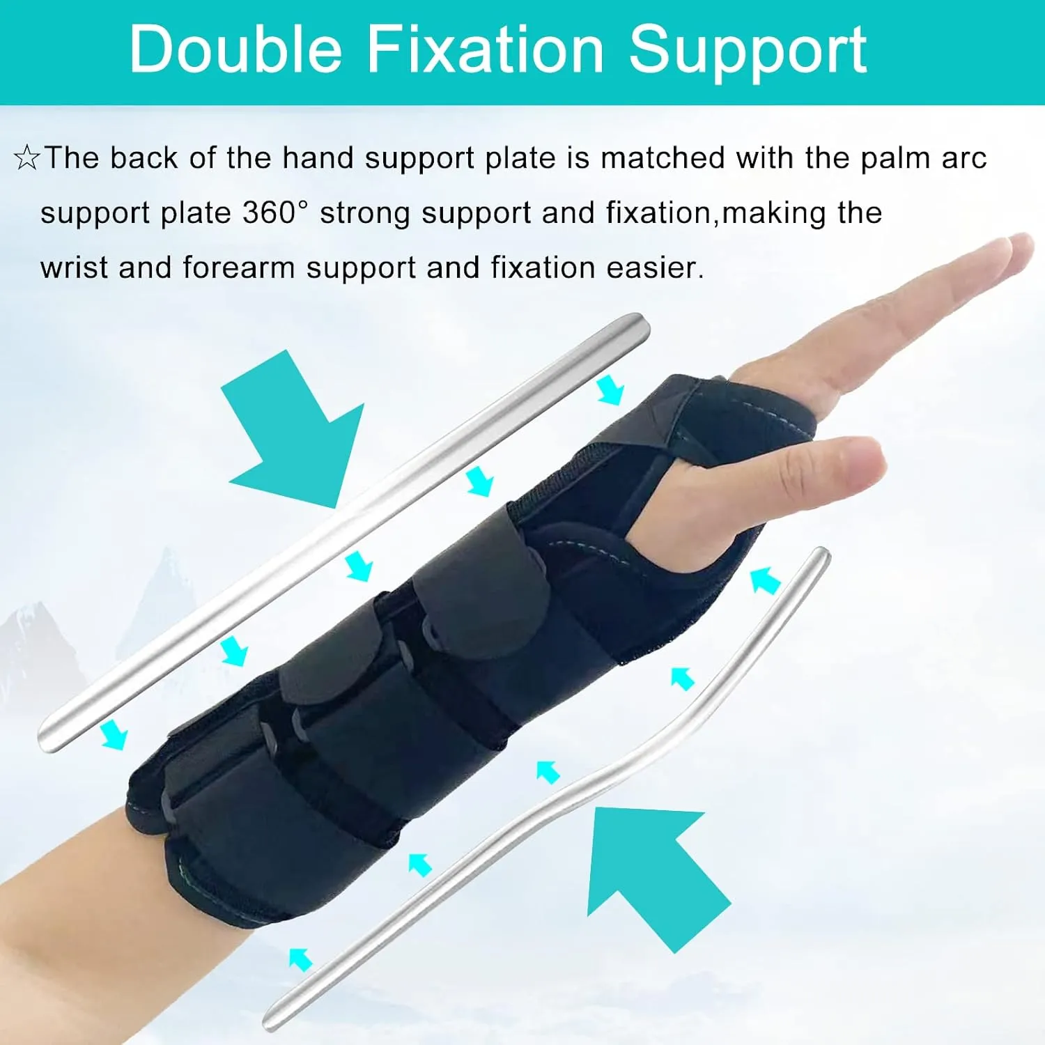 TANDCF Unisex Forearm and Wrist Support Splint Brace Double Fixation Wrist Brace for Carpal Tunnel,Adjustable Night Time Forearm Immobilizer Brace Splints,9.8 inch (25cm) length(RH/S)