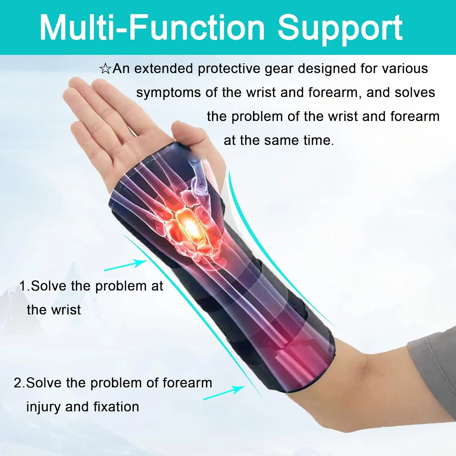 TANDCF Unisex Forearm and Wrist Support Splint Brace Double Fixation Wrist Brace for Carpal Tunnel,Adjustable Night Time Forearm Immobilizer Brace Splints,9.8 inch (25cm) length(RH/S)