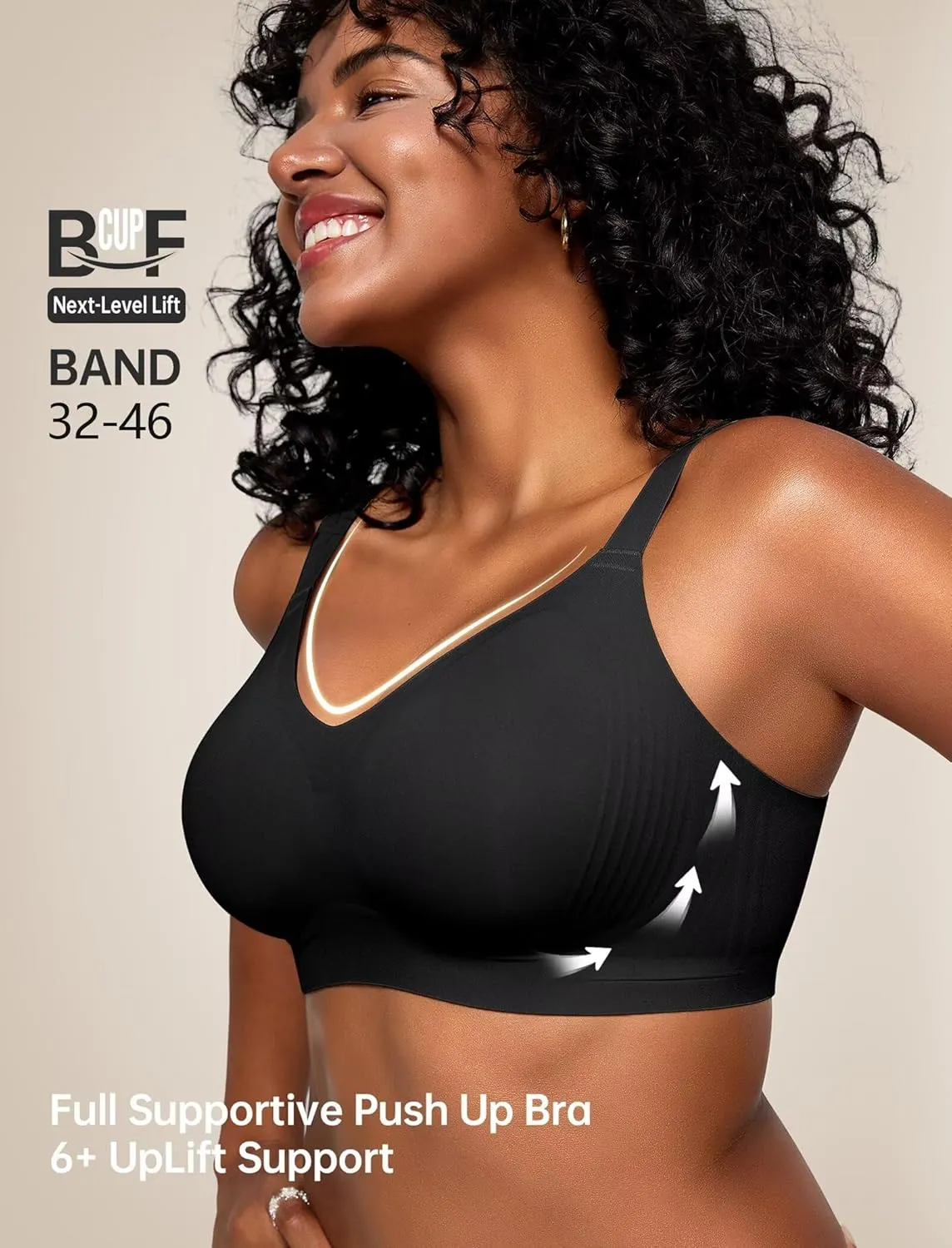 Vertvie Bras for Women No Underwire Wireless Push Up Seamless Full Coverage Comfort Sports Everyday Bra Regular & Plus Size