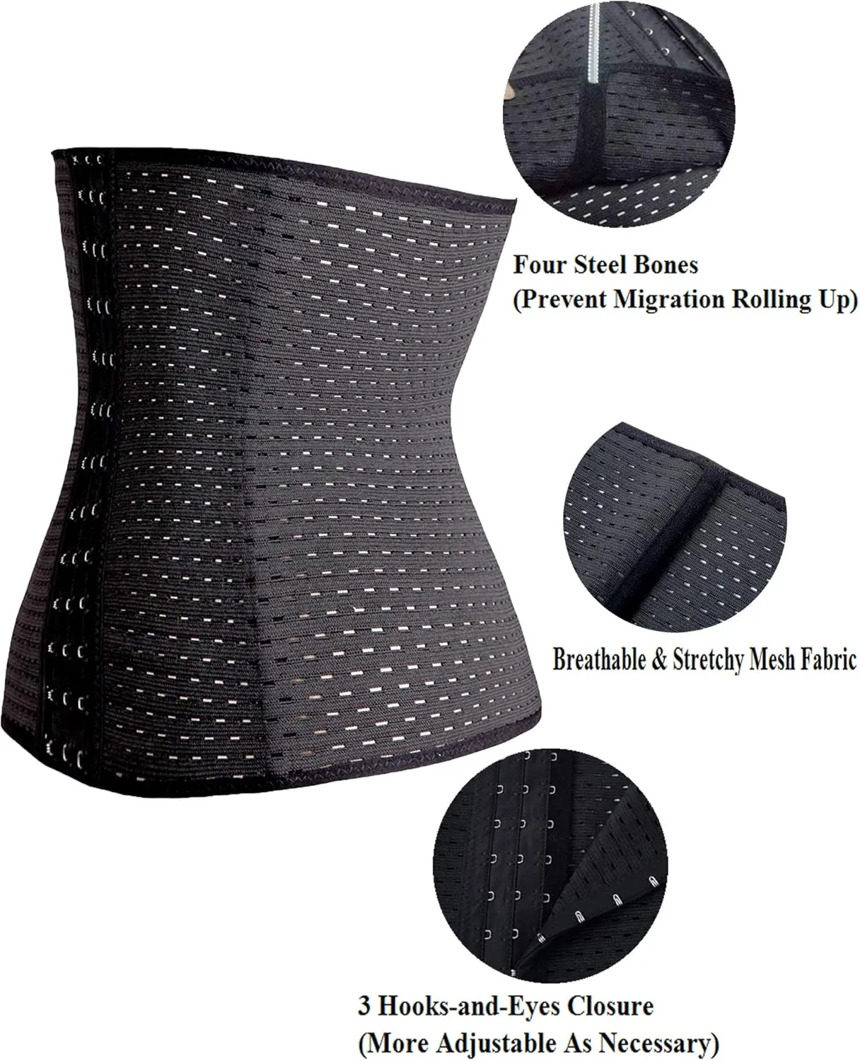 Youloveit Women's Waist Trainer Corset for Everyday Wear Steel Boned Tummy Control Body Shaper with Adjustable Hooks