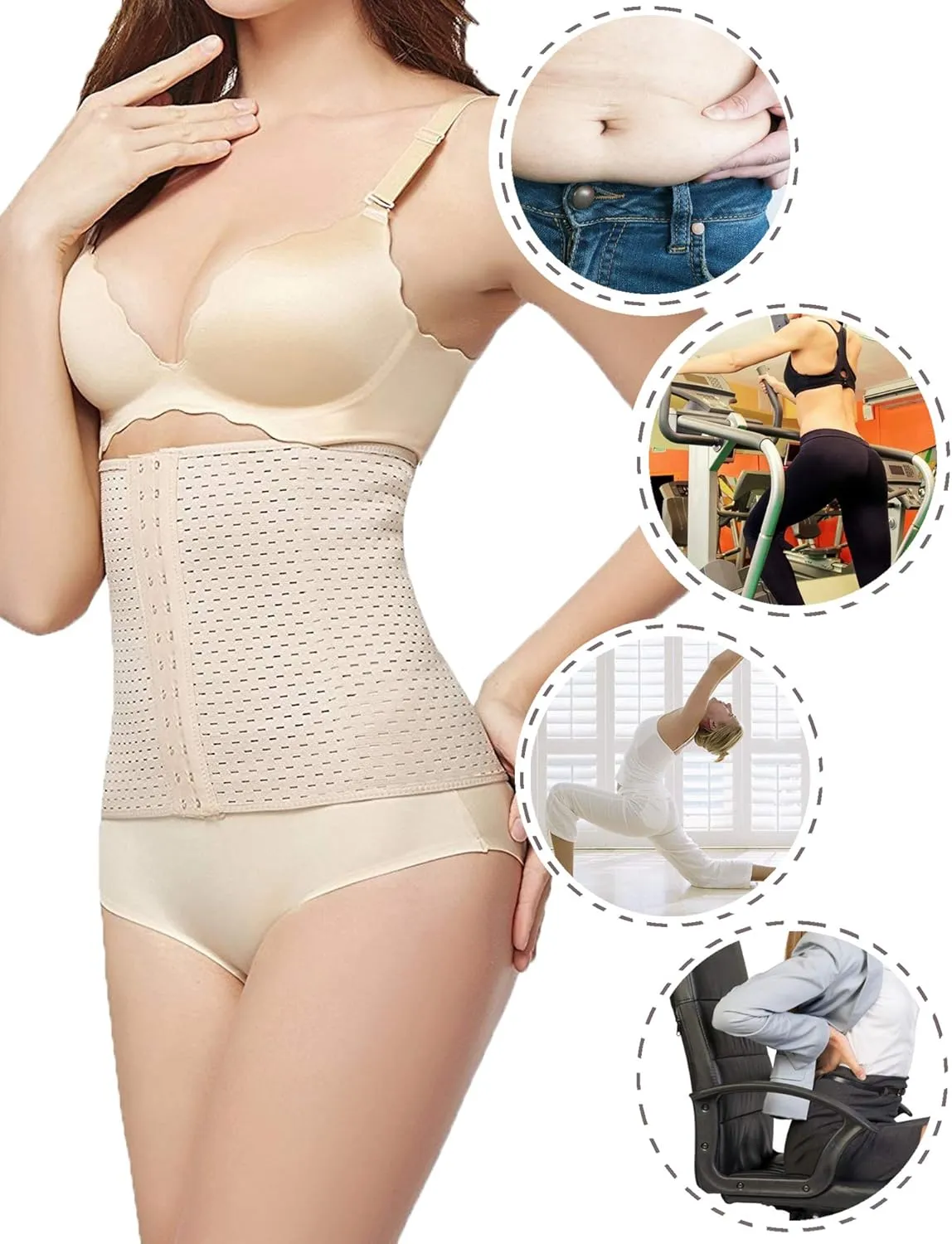 Youloveit Women's Waist Trainer Corset for Everyday Wear Steel Boned Tummy Control Body Shaper with Adjustable Hooks