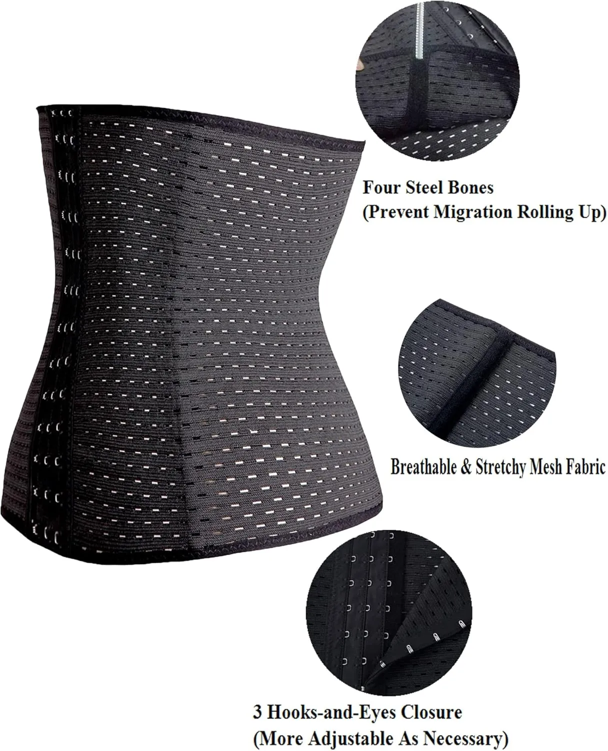 Youloveit Women's Waist Trainer Corset for Everyday Wear Steel Boned Tummy Control Body Shaper with Adjustable Hooks