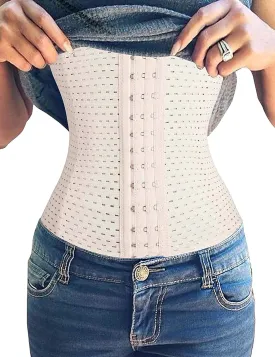 Youloveit Women's Waist Trainer Corset for Everyday Wear Steel Boned Tummy Control Body Shaper with Adjustable Hooks