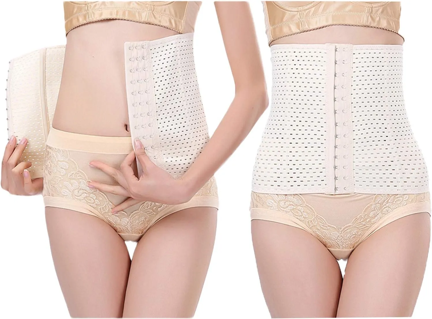 Youloveit Women's Waist Trainer Corset for Everyday Wear Steel Boned Tummy Control Body Shaper with Adjustable Hooks