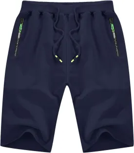 YTD Men's Shorts Casual Classic Fit Drawstring Summer Beach Shorts with Elastic Waist and Pockets
